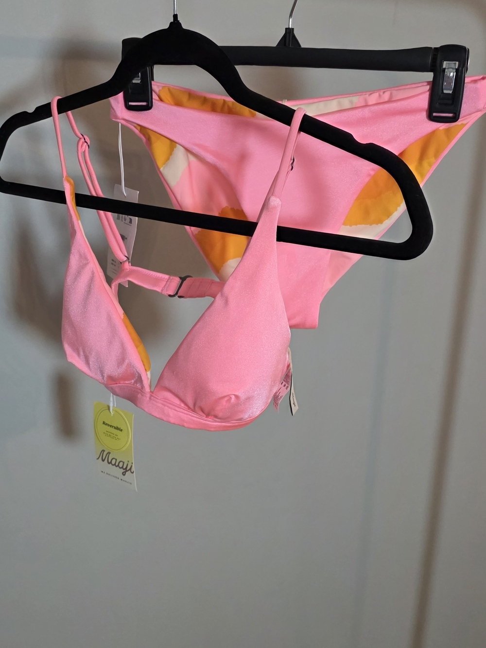 Maaji Pink and Yellow Reversible Bikini Set